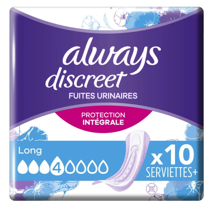 Always Discreet Long Pads for Incontinence and Bladder Control x 10, Pack of 2