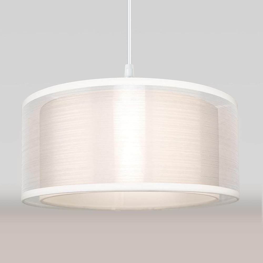FRIDEKO HOME 2 Tier Light Shade Ceiling Lamp 30cm White Drum Shade