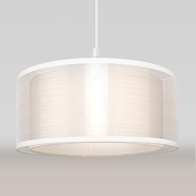 FRIDEKO HOME 2 Tier Light Shade Ceiling Lamp 30cm White Drum Shade