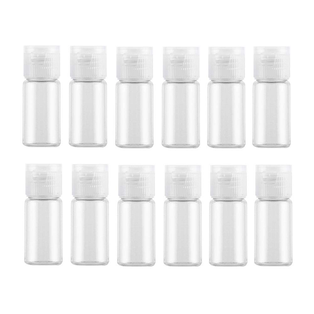 VASANA 12Pcs 10ml/0.34oz Empty Refill Plastic Travel Bottle with Flip Cap Squeeze Sample Cosmetic Containers Jar for Emollient Water Gel Emulsion Lotions Essential Oils
