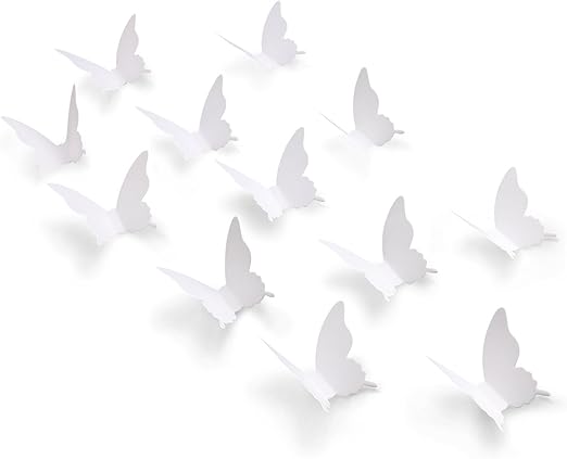 Amazon Com Luxbon 100pcs 3d Paper White Matt Effect Butterfly