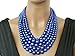 Fashion 21 Women's Five Multi-Strand Simulated Pearl Statement Necklace and Earrings Set (Royal Blue)