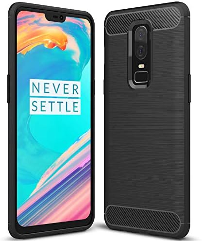 OnePlus 6 Case, Landee Carbon Fiber Design Shock Absorption Air Cushion Technology Drop Protection Phone Case Cover for OnePlus 6 - Black