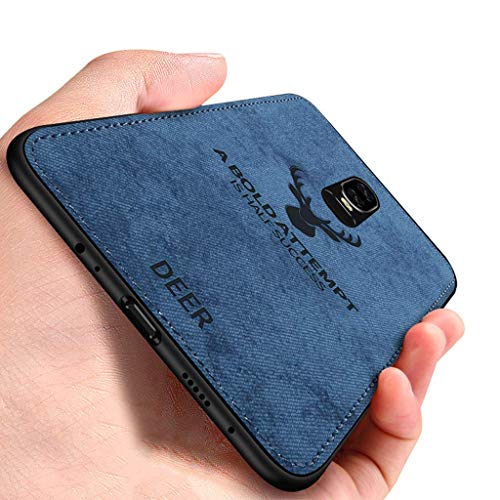 A rtistque Deer Series Shockproof Anti Slip Soft Fabric Back Cover Case for Oneplus 6 - Blue
