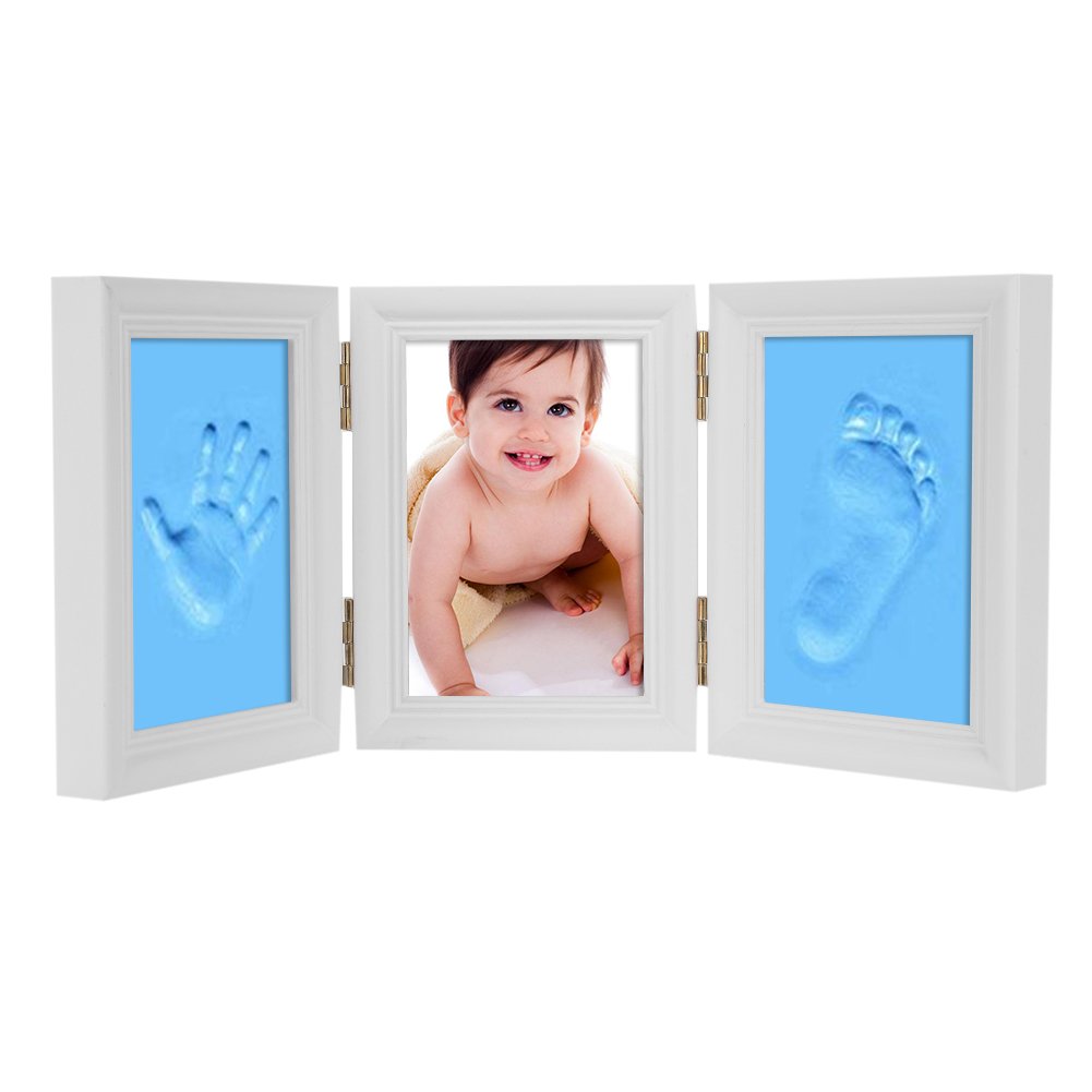 Kit Dempreintes Et Moulage Cadre Photo Bebe Empreinte De Main Pied Trois Pliants Cadre Souvenir En Bois Cadeau De Naissance Pour Nouveau Ne Anniversaire Noel Bapteme Decoration Bureau Chambre Table Ameublement Et Decoration