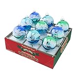 Shiny Brite Winter Frost Signature Flocked Ombre - Set of Nine