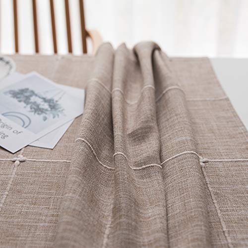JZY Heavy Duty Cotton Linen Tablecloth for Rectangular Tables Solid Embroidery Lattice Table Cloth for Kitchen Dinning Tabletop Decoration (52"x98", Linen)