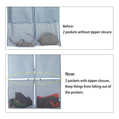 Kernorv Garment Bags for Dance Costumes, Set of 2 Breathable Dust-Proof Durable Environmental 53" Garment Bags with Zipper Pockets for Dance Costumes, Suits, Coats, Jackets,Storage or Travel (Grey)