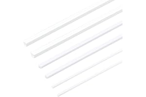 OLYCRAFT 60pcs ABS Plastic Square Solid Bar Rods 1/2/3mm White ABS Plastic Square Tube Solid Square Tube Styrene Rod for DIY Sand Table Architectural Model Making