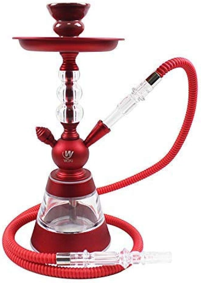 LYM Small and Medium Shisha - Crystal - Acrylic - Metal - Combination - Hookah Set-Narghilè - Smoking - Accessories - Ceramic Smoking Pot - Water Pipe - Coal Clamp - Carbon Plate - (36cm) Red@B