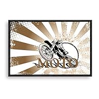 Framed Canvas Wall Art Motorcycle Canvas Prints Home Artwork Decoration for Living Room,Bedroom - 16x24 inches