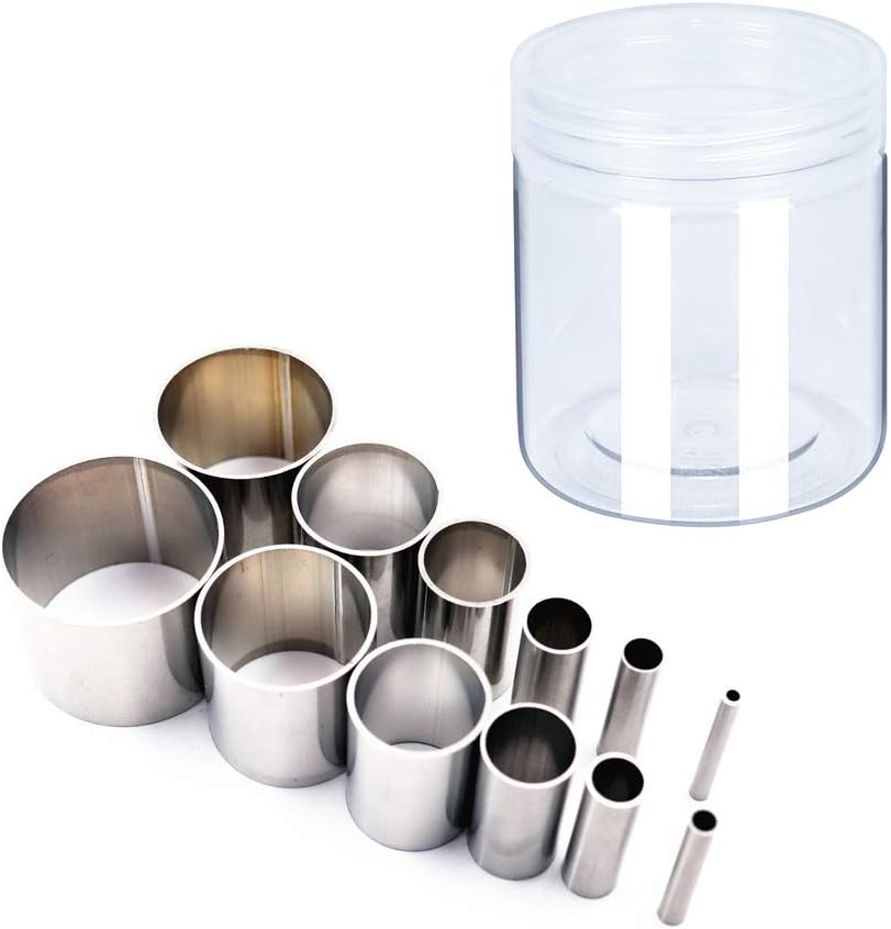 Jodsen Clay Cutters 12 Pieces Hole Hollow Punch Cutter Set Stainless Steel Round Circle Shape Cutters Molds Mini Cookie Cutter Punch Tools for Clay Pottery Craft with Storage Case Silver