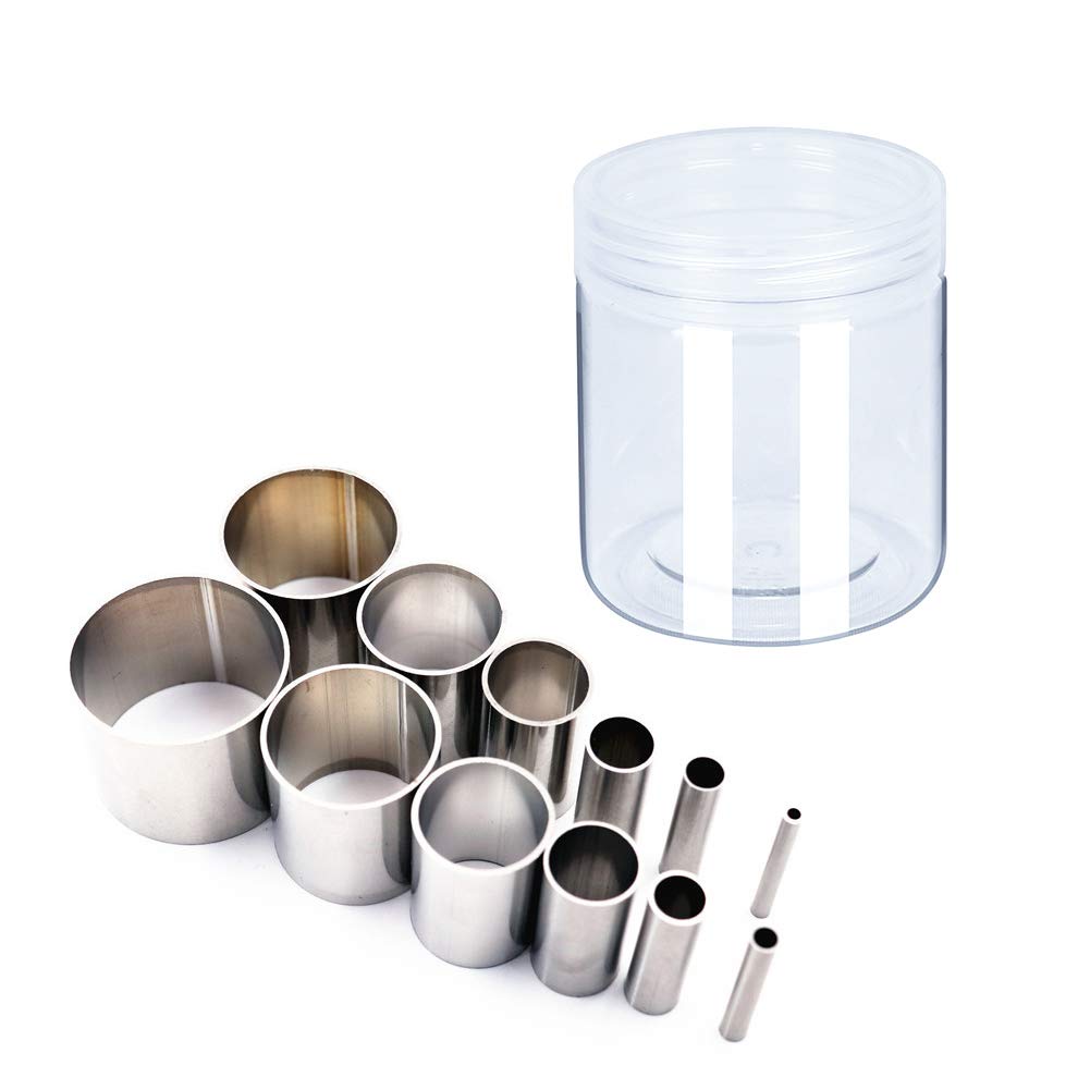 Jodsen Clay Cutters 12 Pieces Hole Hollow Punch Cutter Set Stainless Steel Round Circle Shape Cutters Molds Mini Cookie Cutter Punch Tools for Clay Pottery Craft with Storage Case Silver