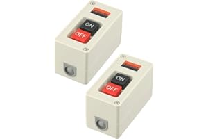 2PCS 3P 3-Phase 30A 3.7KW Maintained On/Off Power Push Button Switch with Screw Terminals for Direct Motor Control, Industria