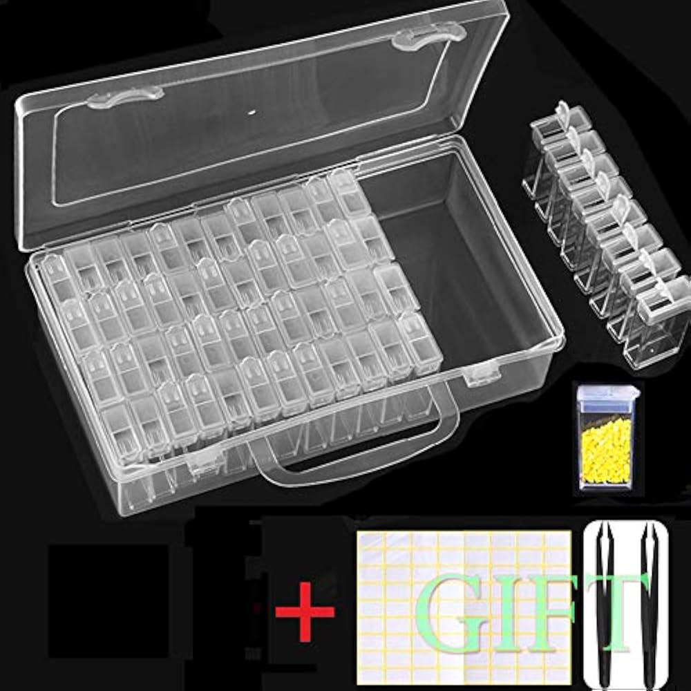 SanerDirect 64 Grids Diamond Painting Drill Storage Container, Beads