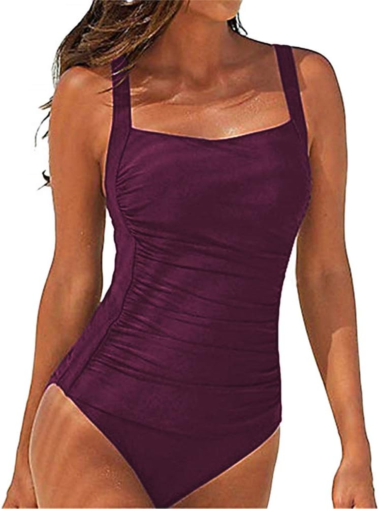 SEDEX Swimming Costume for Women One Piece Swimsuit Monokini Shirred Tank Swimwear Ladies Vintage Tummy Control Bathing Beach Suit Swimsuits for Women Girls