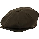 Men's Classic 8 Panel Wool Blend Newsboy Snap Brim Collection Hat