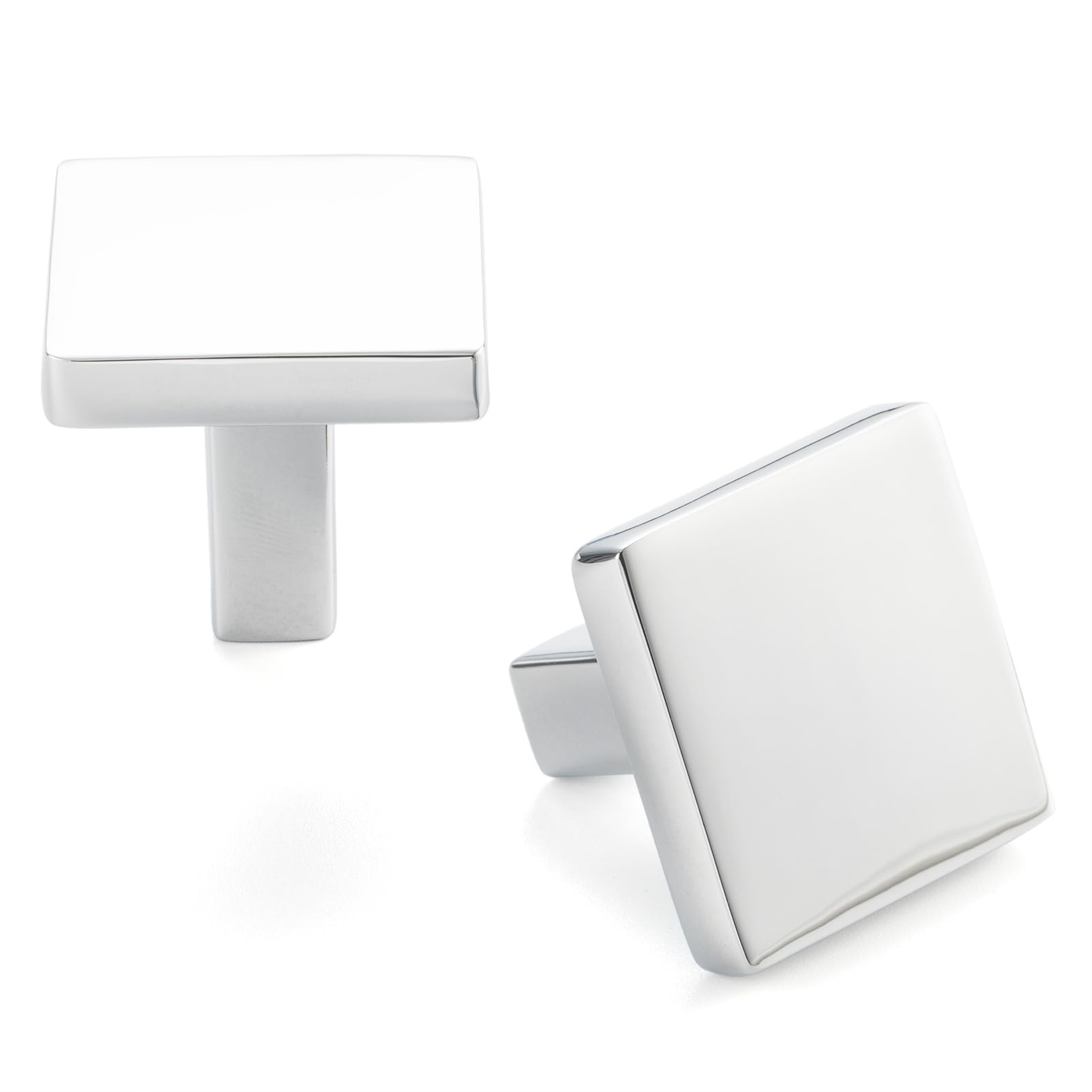 Photo 1 of ASKANO 10 Pack 1-1/8 Inch, Square Polished Chrome Cabinet Knobs Chrome Drawer Knobs Chrome Cabinet Pulls, ZK2401 Solid Kitchen Hardware for Cabinets Drawers Bedroom Dresser Bathroom Vanity Cupboard