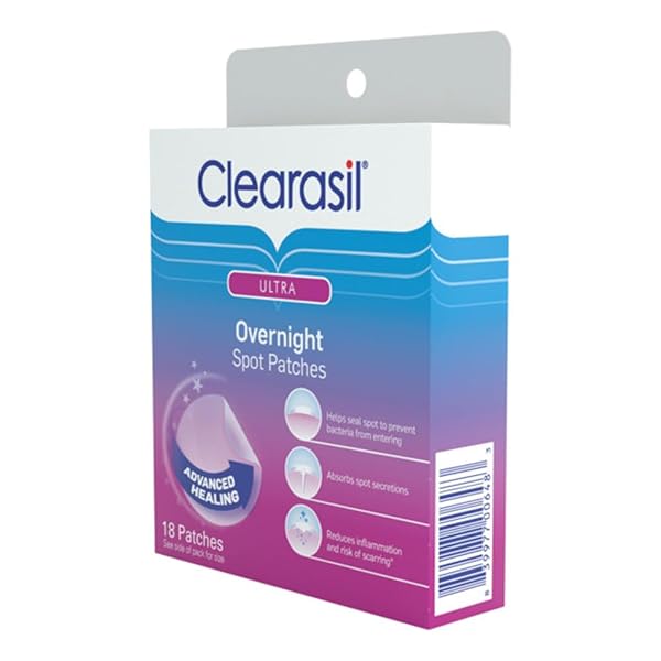 CLEARASIL STUBBORN ACNE OVERNIGHT SPOT PIMPLE PATCHES, 18 COUNT (PACK OF 6)