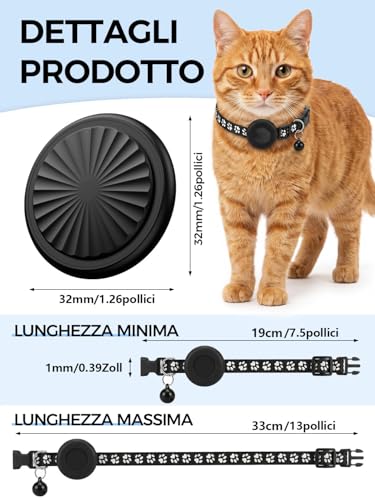 Collare GPS Gatto, GPS per Cani, Localizzatori GPS per Cani e Gatto Compatibile con iOS e Android, Nessun Abbonamento, Cronologia Percorsi 7 Giorni, Tracciamento in Tempo Reale, per Gatti, C-ani, ecc.