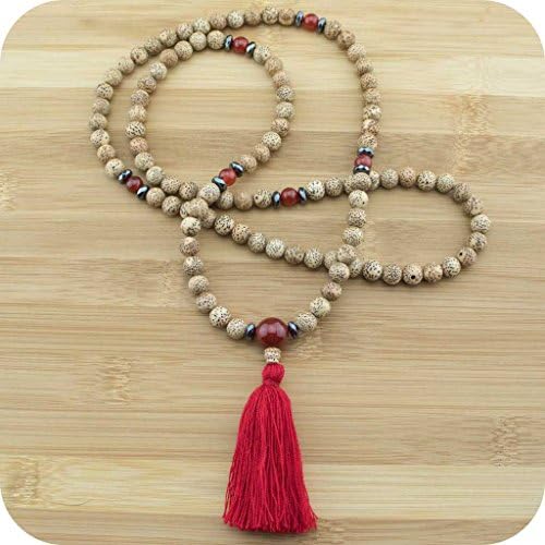 Lotus Seed Mala Beads Necklace with Carnelian