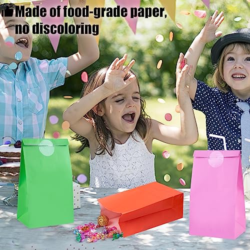 VGOODALL 54PCS Solid Color Paper Bags, Neon Colored Gift Bags Party Favor Treat Bags Goodie Bags for Birthdays Baby Showers Crafts Wedding 9 Assorted Colors