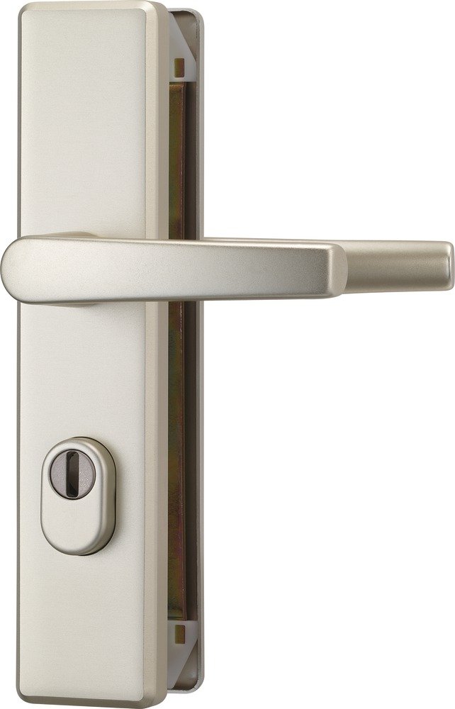 Abus KLZS714 F2 084225 Double-Sided Door Fitting with Steel Cylinder Protection Square Nickel Silver