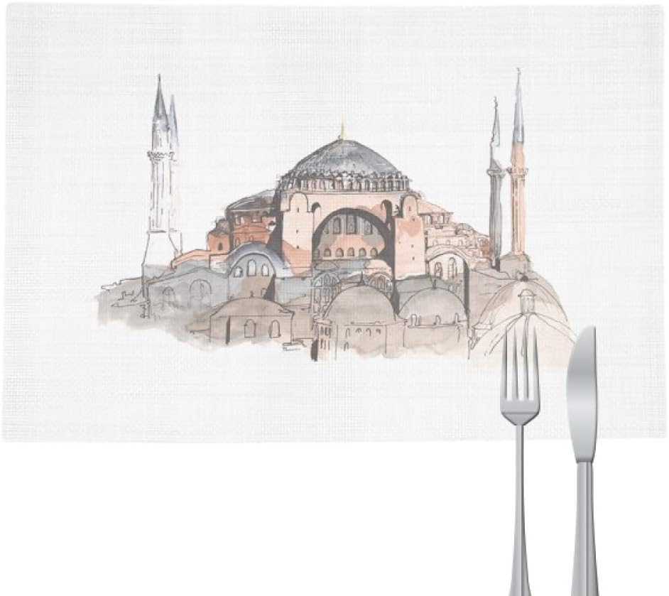 Amazon Com Diythinker Turkey Hagia Sophia Istanbul Placemat Pad Kitchen Woven Heat Resistant Cushion Rectangle Home Kitchen