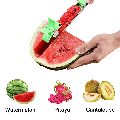 SZUAH Watermelon Windmill Cutter Slicer,304 Stainless Steel Watermelon Slicer Fruit Knife, with A Melon Baller Scoop & A Melon Slicer -Kitchen Gadgets Tools - Thumbnail 3
