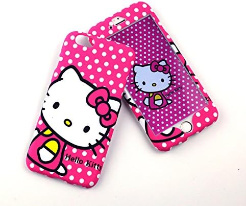 iPhone 6 6S KT Case, Front Back Cartoon Hello Kitty 360 full protect Gel Cover Case for 4.7 inche iPhone6 6S Case kitty design Snap shell with glass protector