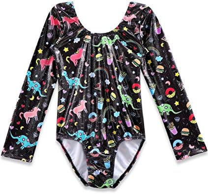 CEMXX Gymnastics Leotards for Girls Unicorn Long Sleeve Pink Purple Sparkle Athletic Dance Ballet Unitards Leotard 3-8 Years