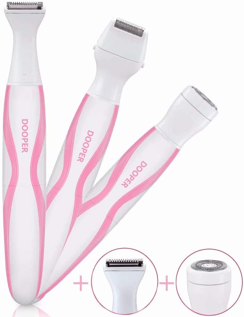 DOOPER Bikini Trimmer for women,3IN1 Facial Hair Removal/Bikini razor/Foil shaver for Bikini line,Body And Bikini Groomer, Waterproof Women Electric Shaver, Painless women Hair Remover (pink1)