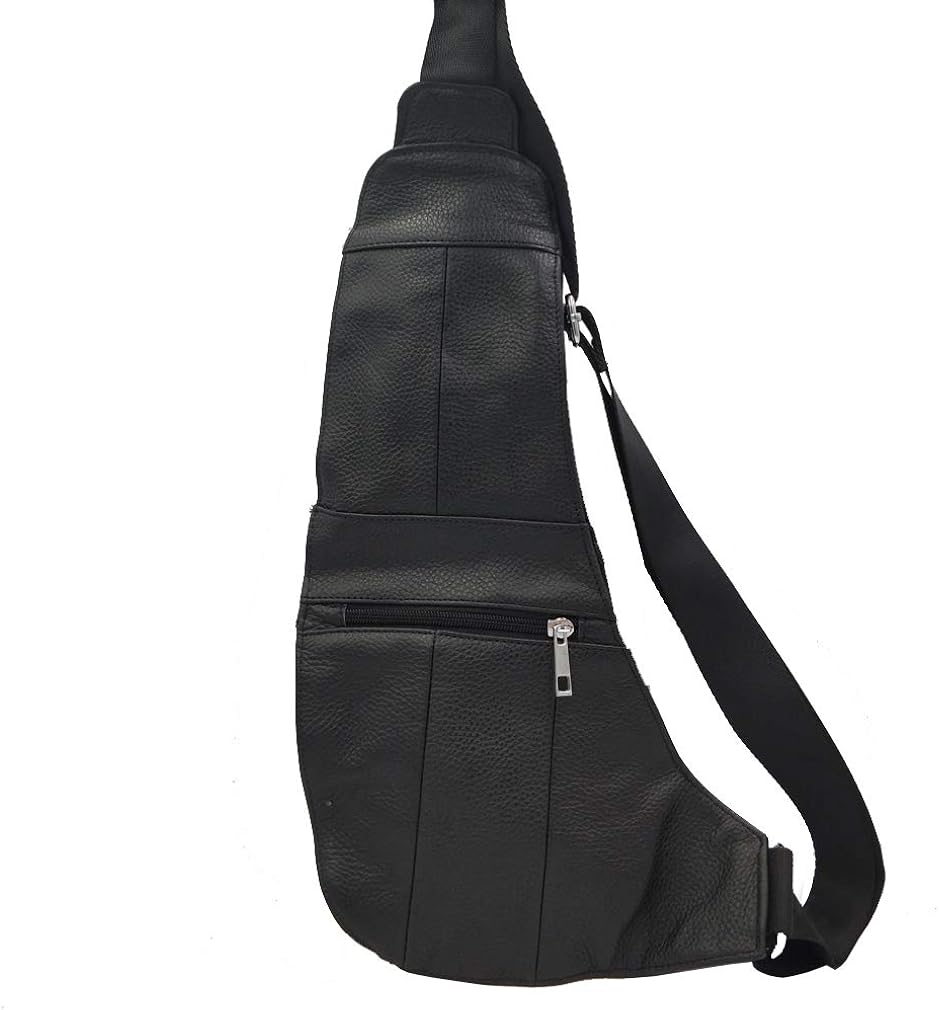 Xieben Leather Sling Bag Backpack for Men Women Crossbody Shoulder Chest Day Pack Outdoor Travel Sports Hiking Daypack #07black - Image 4