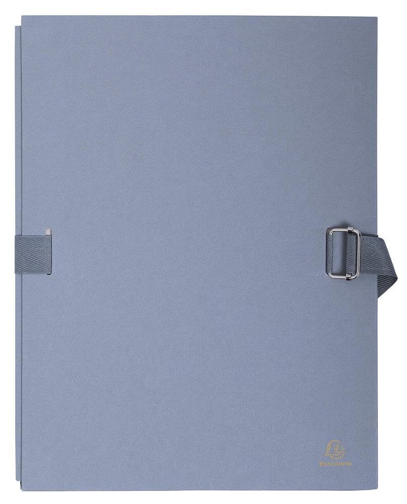 Exacompta - Ref 223255E - Expandable Canvas Folder - Suitable for Storing & Transporting A4 Documents, Expandable to Hold Additional Documents, Strap Closure - Grey