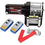 X-BULL 12V 3000LBS/1360kg Electric ATV Winch 2 Remote Wireles control Steel Cable Boat ATV Kit (steel wire rope type) (steel wire rope type)