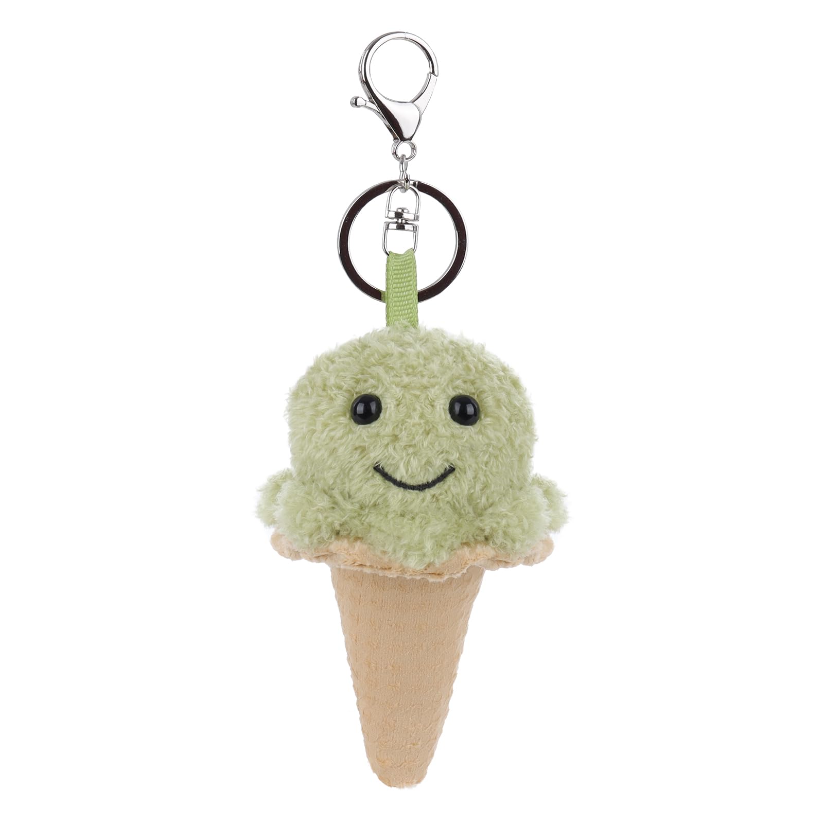 Apricot Lamb Matcha Cone food Cute Keychain, Soft Stuffed Plush Keychain Toys for Purse Charm Bag Charm Kids' Backpack, Purse, 4.7 Inches
