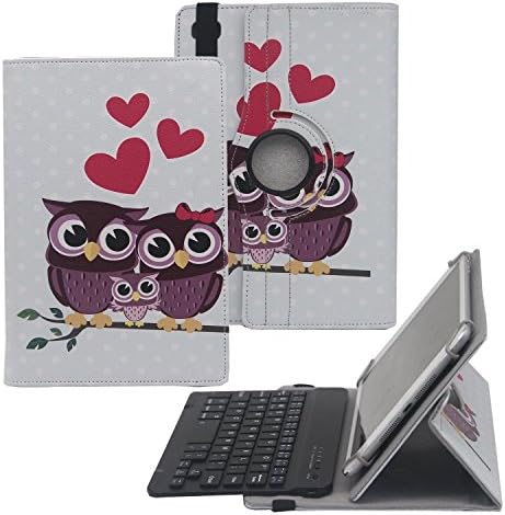 Tsmine Astro Tab A10 10 Inch Bluetooth Keyboard Cartoon Case - Universal Detachable Wireless keyboard Stand Cover [NOT include Tablet] for Astro Tab A10 10 Inch Tablet, Full of Love Owl Family/Black