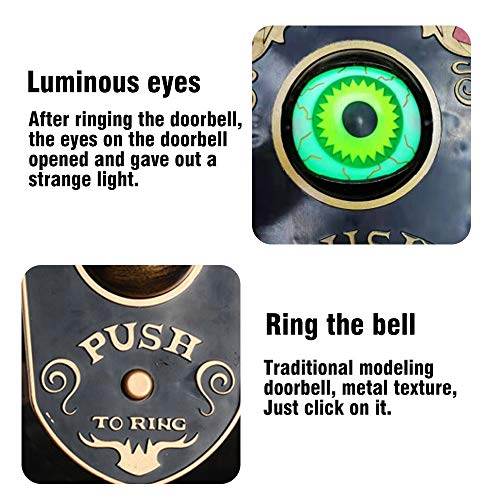 Shan-S Halloween One-Eyed Doorbell Decoration, Scary Ghost's Day Glowing Hanging Piece Whole Door Hanging Doorbell Scary Eyeball Prank Prop Door Knocker with Light & Sound - Thumbnail 6