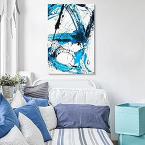 Canvas Wall Art - Abstract Blue Brush Strokes - Giclee Print Gallery Wrap Modern Home Art Ready to Hang - 12x18 inches