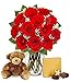 From You Flowers - One Dozen Red Roses with Godiva Chocolates & Teddy Bear