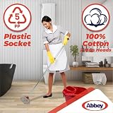 Abbey Professional Mop Bucket Set Heavy Duty Wringer 12L Red 2 Cotton Mop Heads view 4