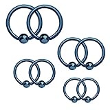 BodyJ4You Captive Bead Piercing Ring Kit 16G Stainless Steel Nose Tragus Lip Nipple Belly Rings 8PC