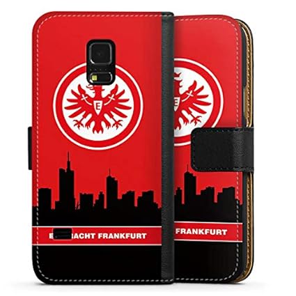 DeinDesign Tasche kompatibel mit Samsung Galaxy S5 Mini Leder Flip Case Ledertasche Eintracht Frankfurt Logo Skyline