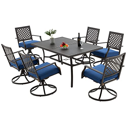 Erinnyees Patio Dining Set 7 Pieces Outdoor Metal Furniture Set Patio Table And Chairs, 6 X