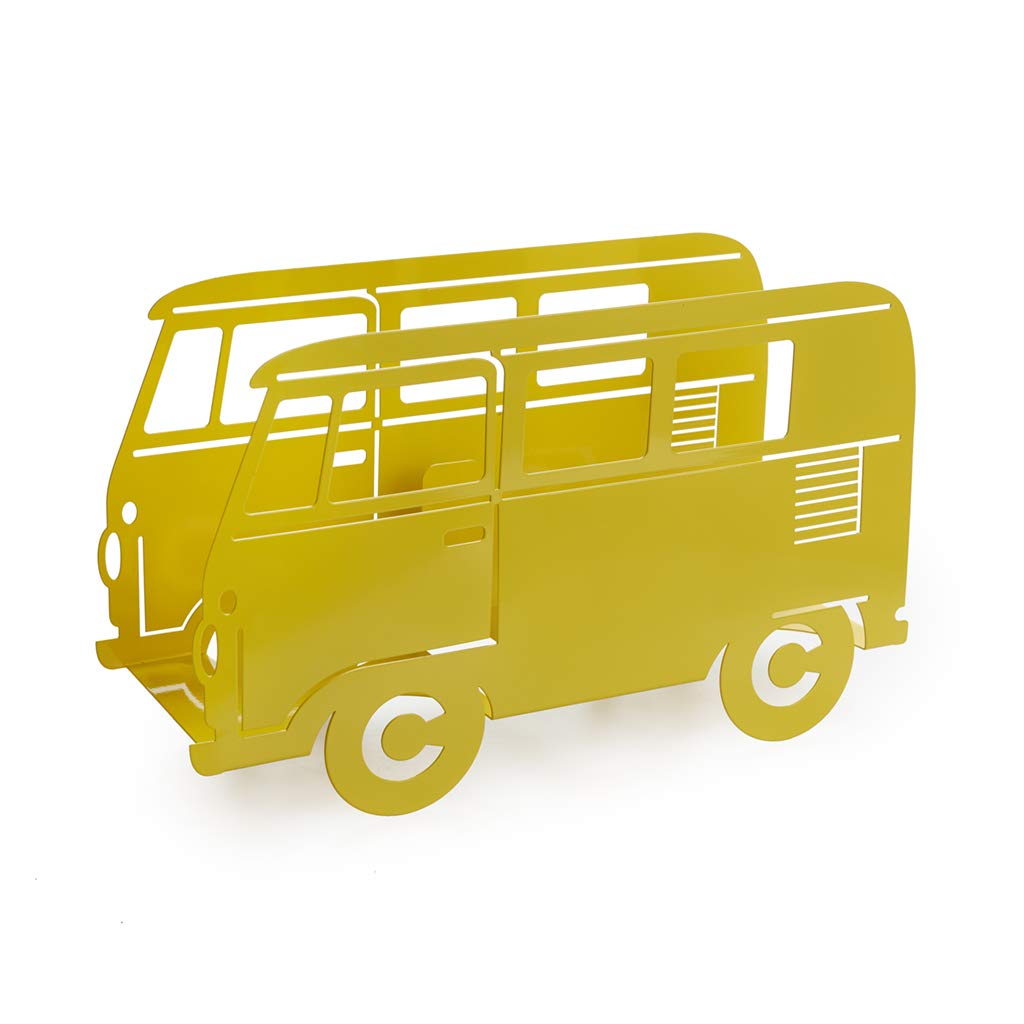 Balvi - Van decorative magzine rack shaped as a retro van. Colour: yellow, Made of metal. Unqiue Light Yellow