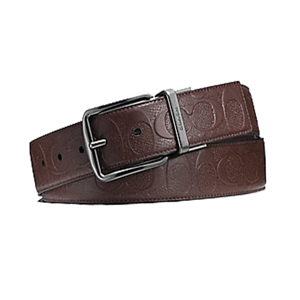 Wide Signature Leather Reversible Belt Cut To Size F55157 Mahogany