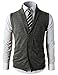 H2H Mens Casual Slim Fit V-Neck Button-Front Shawl Collar Vest With Pockets