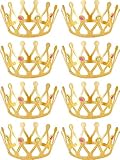 8 Pieces Gold Crown Royal Queen Crown King and Queen Princess Headwear Jeweled Costume Accessories