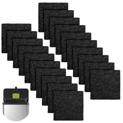 20 Packs 3.15x3.15x0.32 Inch Odor Absorbing Filter Refills for EKO Trash Cans, Activated Charcoal Deodorizer Compatible with EKO Step & Touchless Garbage Cans with Built-in Filter Compartment