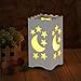 Pandawill Table Light White Art Light with Moon and Star Shaped Carving, Desk Lamp Night Light for Bedroom, Dorm, Living Room